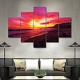 thumbnail image 1 of TISHIRON 5PCS Framed Canvas Wall Art Set,60"x40" Beach of Beautiful Sunset Canvas Art Decor, 1 of 7