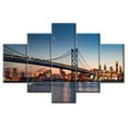thumbnail image 1 of TISHIRON 5PCS Framed Canvas Wall Art Set,60"x40" Benjamin Franklin Bridge Canvas Art Decor, 1 of 7