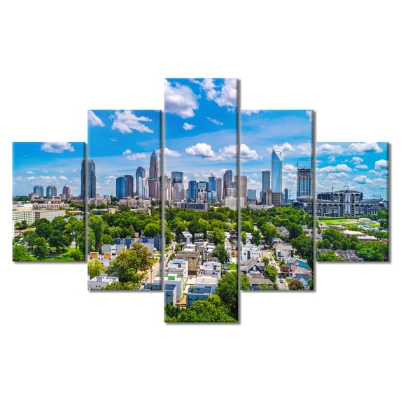 TISHIRON 5PCS Framed Canvas Wall Art Set,60"x40" Carolina Cityscape Canvas Art Decor