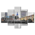 thumbnail image 1 of TISHIRON 5PCS Framed Canvas Wall Art Set,60"x40" Cleveland Ohio Cityscape Canvas Art Decor, 1 of 7