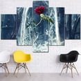 thumbnail image 1 of TISHIRON 5PCS Framed Canvas Wall Art Set,60"x40" Everlasting Red Rose Canvas Art Decor, 1 of 7