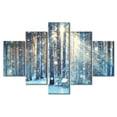 thumbnail image 1 of TISHIRON 5PCS Framed Canvas Wall Art Set,60"x40" Forest in Snow Sunrise Landscape Canvas Art Decor, 1 of 7