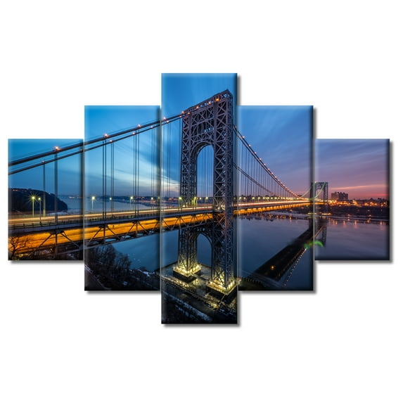 TISHIRON 5PCS Framed Canvas Wall Art Set,60"x40" George Washington Bridge Canvas Art Decor