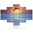 thumbnail image 1 of TISHIRON 5PCS Framed Canvas Wall Art Set,60"x40" Ocean Dolphin Canvas Art Decor, 1 of 7