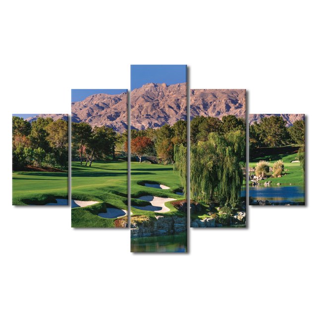 TISHIRON 5PCS Framed Canvas Wall Art Set,60"x40" Shadow Creek Golf Course Canvas Art Decor