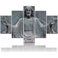 thumbnail image 1 of TISHIRON 5PCS Framed Jesus Canvas Wall Art Set,60"x32" Retro Stone Sculpture of Jesus Canvas Prints for Living Room, Bedroom, Office Home Wall Decor, 1 of 7
