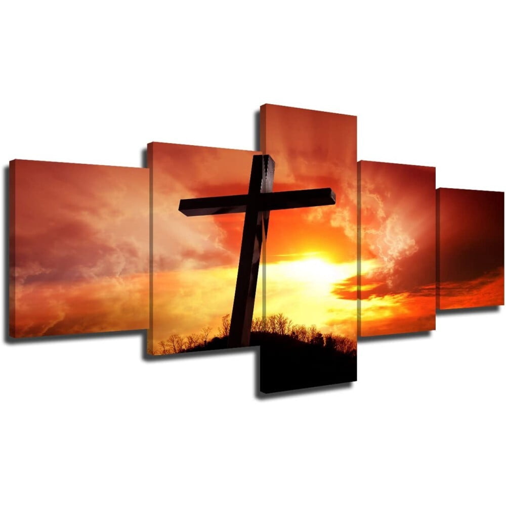 Jesus Golden Sunset - Jesus Canvas Wall Art - Wood Framed