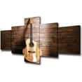 thumbnail image 1 of TISHIRON 5PCS Framed Landscape Theme Canvas Wall Art Set,50"x24" Musical Instrument Guitar Wall Canvas Art Decor, 1 of 7