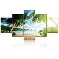 thumbnail image 1 of TISHIRON 5PCS Framed Landscape Theme Canvas Wall Art Set,60"x32" Beach and Palm Tree Landscape Wall Canvas Art Decor, 1 of 7