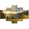 thumbnail image 1 of TISHIRON 5PCS Framed Landscape Theme Canvas Wall Art Set,60"x32" Sunset Over the Golden Mountain Wall Canvas Art Decor, 1 of 7