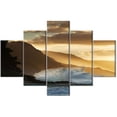 thumbnail image 1 of TISHIRON 5PCS Framed Landscape Theme Canvas Wall Art Set,60"x40" Surf Smashing Into Coast Landscape Wall Canvas Art Decor, 1 of 7
