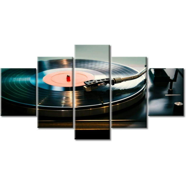 TISHIRON 5PCS Framed Music Theme Canvas Wall Art Set,60&quot;x32&quot; Black 