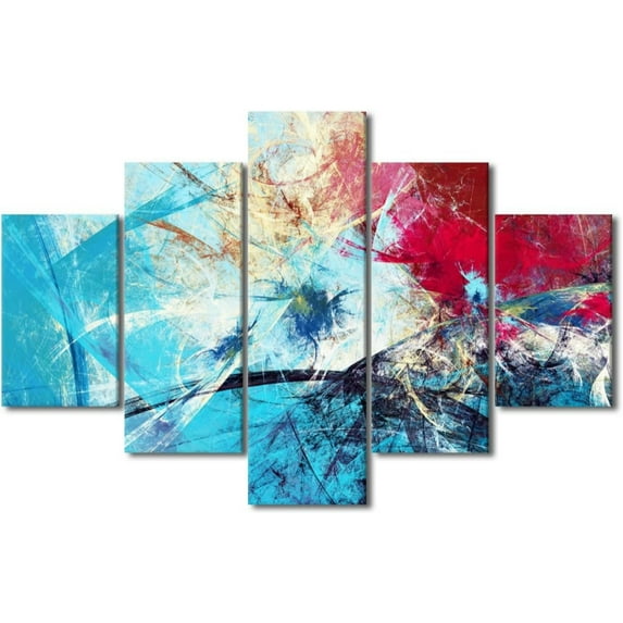 TISHIRON 5PCS Framed Painting Art Theme Canvas Wall Art Set,60"x40" Abstract Blue Color Wall Canvas Art Decor