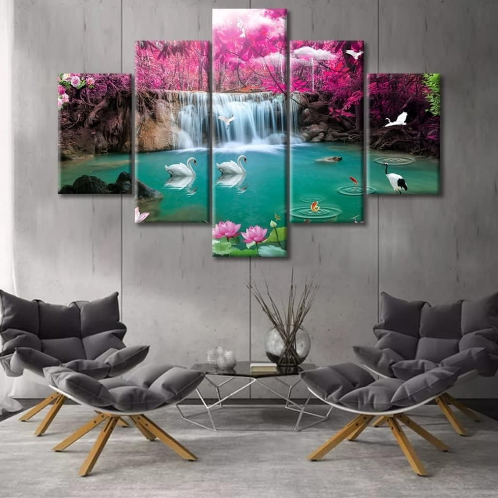Wall Art 50cmx70cm Watercolor landscape 2 Sets Black Frame Canvas main image 0