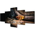 thumbnail image 1 of TISHIRON 5PCS Framed Whiskey Theme Canvas Wall Art Set,50"x24" Ice Whiskey and Cigar Oak Barrel Wall Canvas Art Decor, 1 of 7
