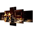thumbnail image 1 of TISHIRON 5PCS Framed Whiskey Theme Canvas Wall Art Set,50"x24" Lnternational Chess and Whisky Cigar Wall Canvas Art Decor, 1 of 7