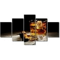 thumbnail image 1 of TISHIRON 5PCS Framed Whiskey Theme Canvas Wall Art Set,60"x32" Ice Cubes Whisky and Cigar Wall Canvas Art Decor, 1 of 7