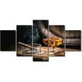 thumbnail image 1 of TISHIRON 5PCS Framed Whiskey Theme Canvas Wall Art Set,60"x32" Ice Whiskey and Cigar Oak Barrel Wall Canvas Art Decor, 1 of 7