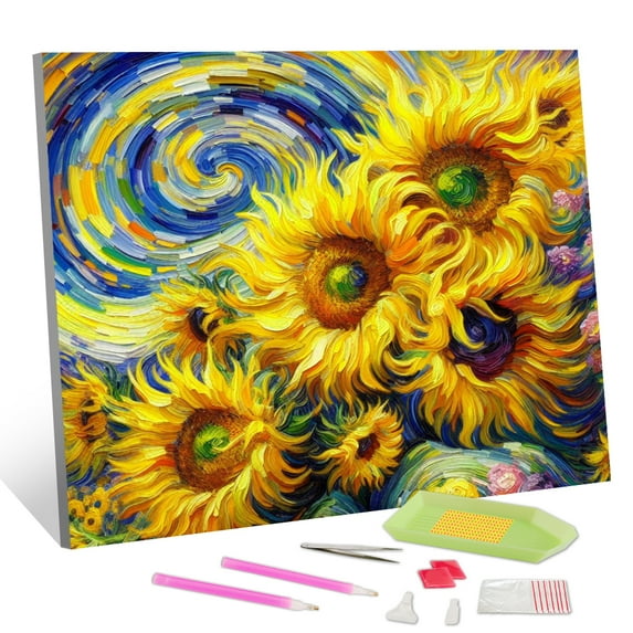TISHIRON Diamond Art Painting Kits,12x16 inch 5D DIY Abstract Sunflower Diamond Art Crafts Kit for Adults and Kids Beginners