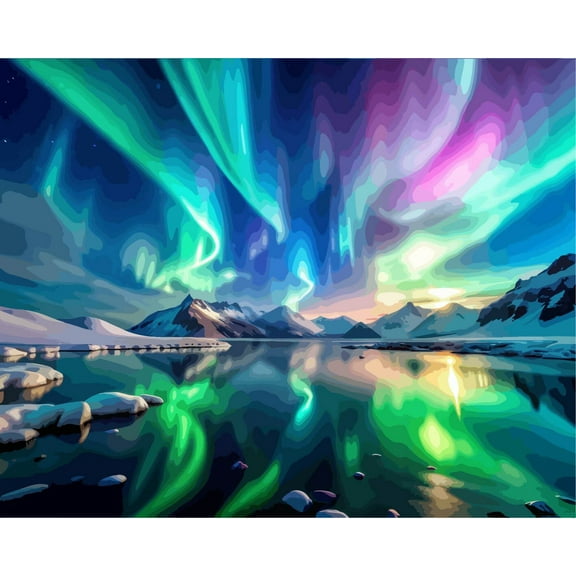 TISHIRON Diamond Art Painting Kits,12x16 inch 5D DIY Aurora Landscape Diamond Art Crafts Kit for Adults and Kids Beginners