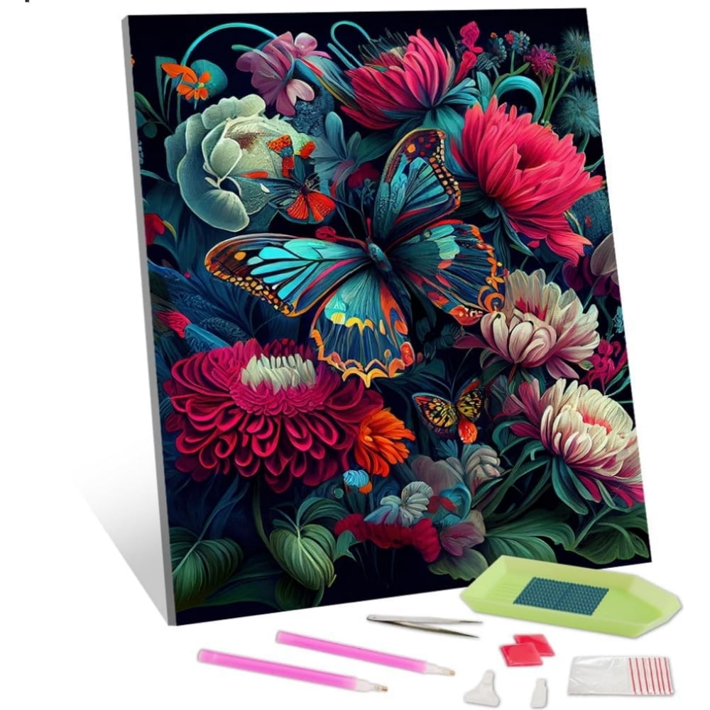 TISHIRON Kit per pittura a olio fai da te con numeri, motivo astratto floreale su tela con numeri, per adulti, pittura con fiori colorati, artigianato per la decorazione della parete della casa