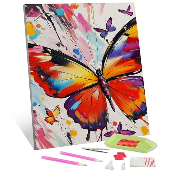 TISHIRON Diamond Art Painting Kits,12x16 inch 5D DIY Colourful Butterflies Diamond Art Crafts Kit for Adults and Kids Beginners