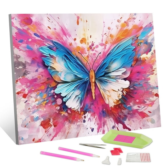 TISHIRON Diamond Art Painting Kits,12x16 inch 5D DIY Colourful Butterflies Diamond Art Crafts Kit for Adults and Kids Beginners