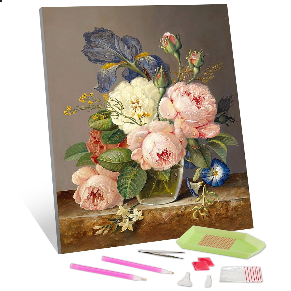 TISHIRON Diamond Art Painting Kits,12x16 inch 5D DIY Flowers Diamond