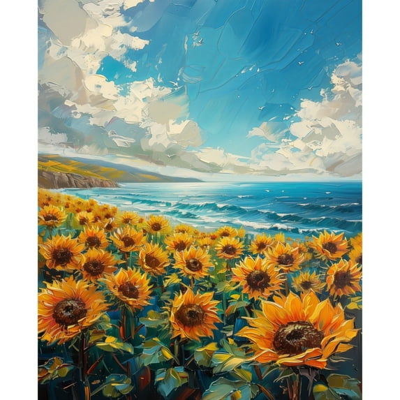 TISHIRON Diamond Art Painting Kits,12x16 inch 5D DIY Sky Sunflower Diamond Art Crafts Kit for Adults and Kids Beginners