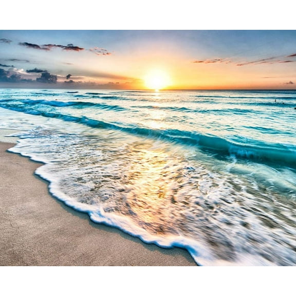 TISHIRON Paint by Numbers for Adults 16 x 20 inches, Beach Paint by Numbers for Kids Ages 4-8 Seaside Landscape DIY Canvas Painting Color by Number Kits Kids Educational Toys(Frameless)