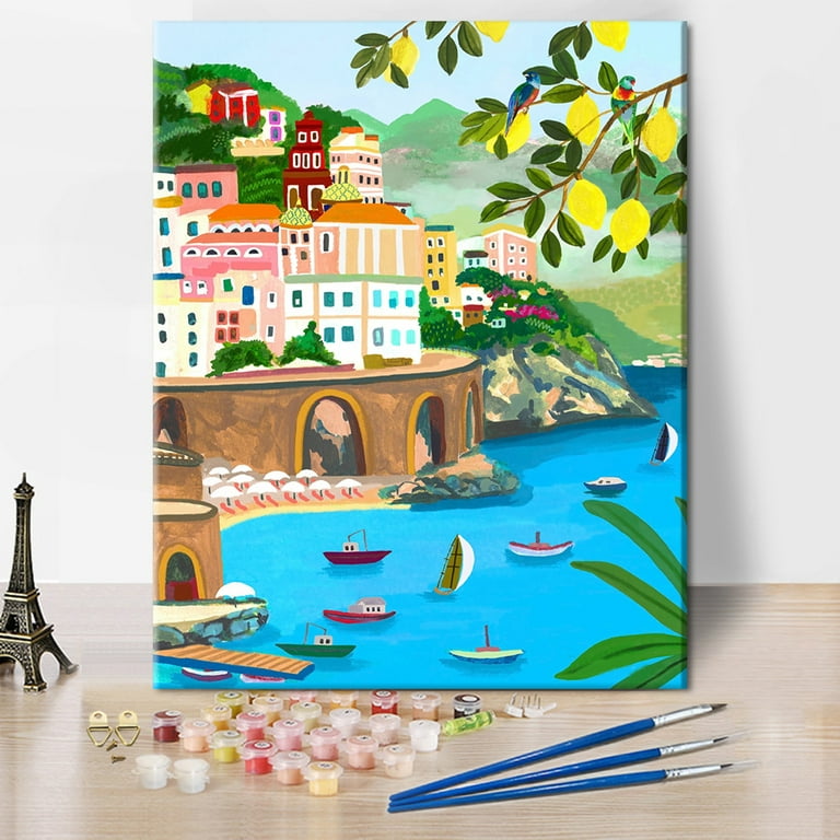 Whimsical Houses Paint By Numbers - PBN Canvas