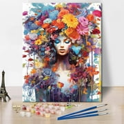 TISHIRON Paint by Numbers for Adults,16x20 inch Canvas Wall Art Beautiful Women Oil Painting by Numbers Kit for Home Wall Decor (Frameless)