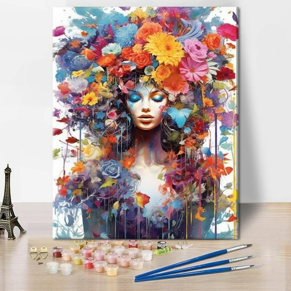 TISHIRON Paint by Numbers for Adults,16x20 inch Canvas Wall Art Beautiful Women Oil Painting by Numbers Kit for Home Wall Decor (Frameless)