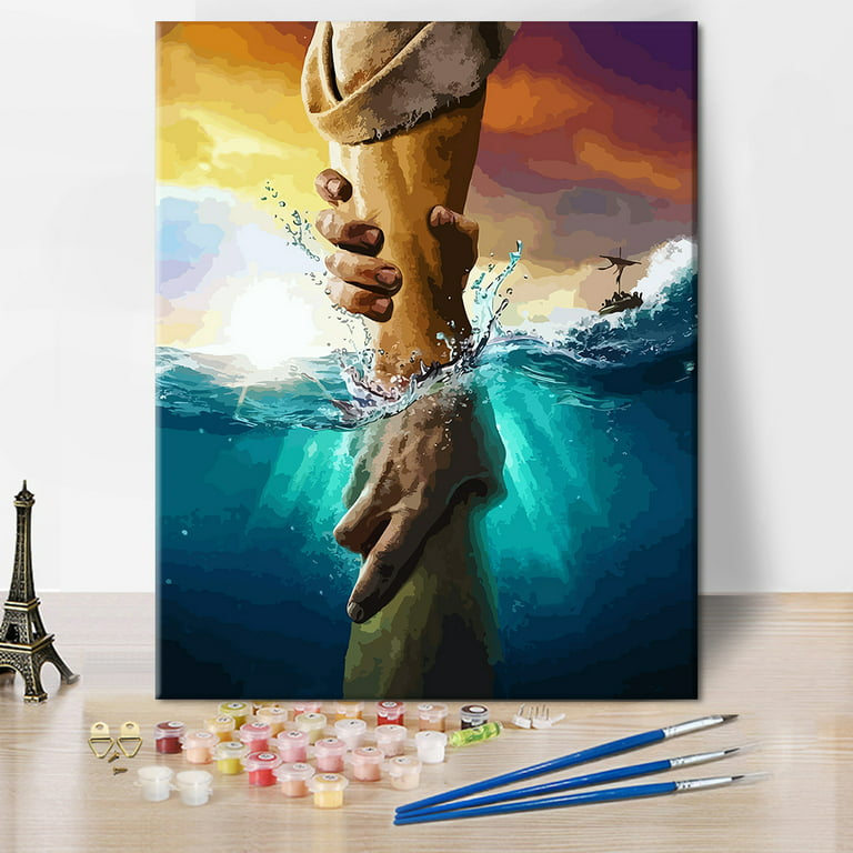 TISHIRON Paint by Numbers for Adults,16x20 inch Canvas Wall Art Christian  Jesus Oil Painting by Numbers Kit for Home Wall Decor (Frameless) 