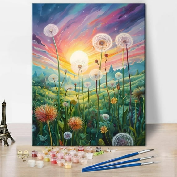 TISHIRON Paint by Numbers for Adults,16x20 inch Canvas Wall Art Dandelion Oil Painting by Numbers Kit for Home Wall Decor (Frameless)