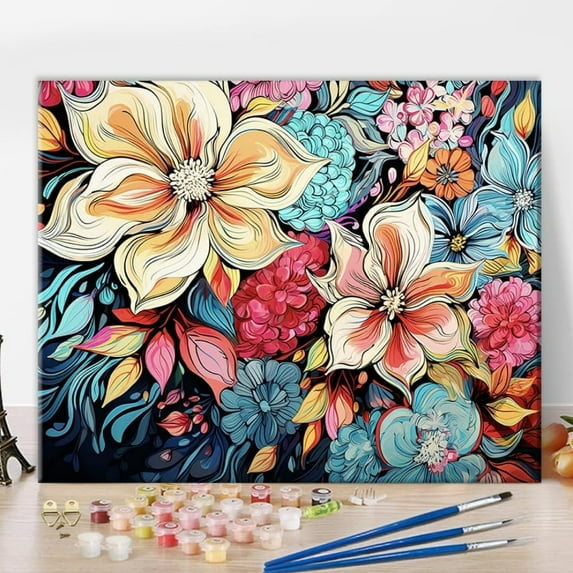 TISHIRON Paint by Numbers for Adults,16x20 inch Canvas Wall Art Floral Oil Painting by Numbers Kit for Home Wall Decor (Frameless)