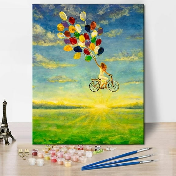 TISHIRON Paint by Numbers for Adults,16x20 inch Canvas Wall Art Happy Girl Oil Painting by Numbers Kit for Home Wall Decor (Frameless)