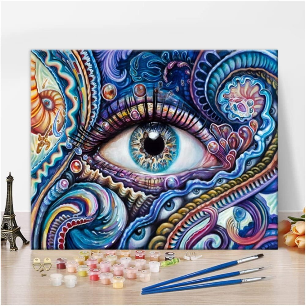 TISHIRON Paint by Numbers for Adults,16x20 inch Canvas Wall Art Colored Eye  Partial Close-up Oil Painting by Numbers Kit for Home Wall Decor  (Frameless) 