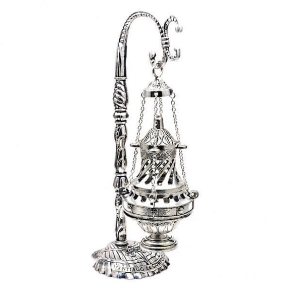 TISHITA 2 Burner Pendant Censer Orthodox Christian Church Silver Byzantine Greek Thurible for Home Decoration,