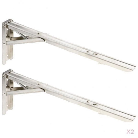 TISHITA 2 Pairs Movable Folding Heavy Duty Thicken Stainless Steel Folding Shelf Bench Table Folding Shelf Triangular Corner Brace Spring Bracket