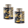 thumbnail image 1 of TISHITA 2 Pieces Loose Tea Tin Decorative Jar Dragon Pattern Elegant Tea Jar Tea Storage Container for Bar Room Coffee Blue, 1 of 8