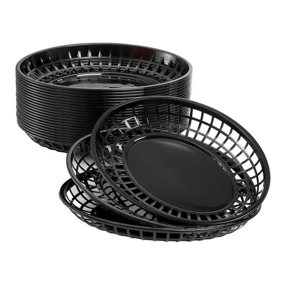 TISHITA 24 Pieces Baskets Storage Basket Bins Classic Platters Food Serving Tray for Party Office Sandwiches Hot Dogs Fries Black
