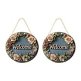 thumbnail image 1 of TISHITA 2Pcs Floral Welcome Signs 2D Front Door Door Hanger Signs Wall Signs 7.87inch Entryway Office Wood Plaque for Classroom Window Blue, 1 of 8