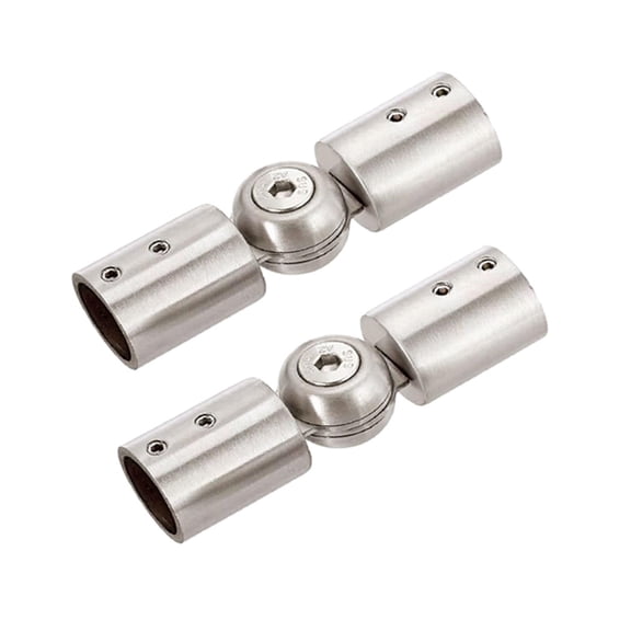TISHITA 2x Curtain Rod Corner Connector Adjustable Angle for Bay Window Curtain Rods Bathroom Glass Door Hinged Connector with Screws 19mm brushed