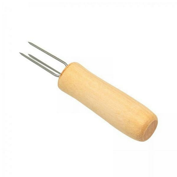 TISHITA 2xCorn Holder BBQ Skewers with Wood Handle Corn Forks COB Skewers Corn on The COB Holder for Camping Home Cooking Parties BBQ , Oak Handle, 4 Pcs