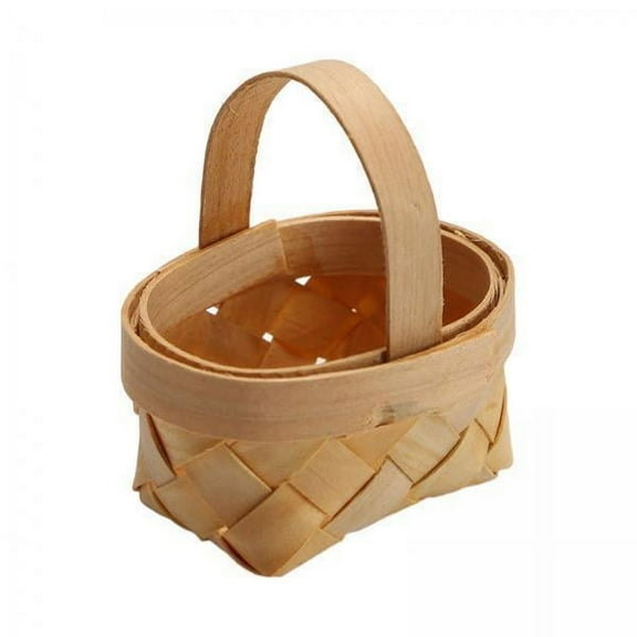 TISHITA 2xEaster Basket Bamboo Basket Woven Easter Decoration Storage Basket with Handle for Flower Display