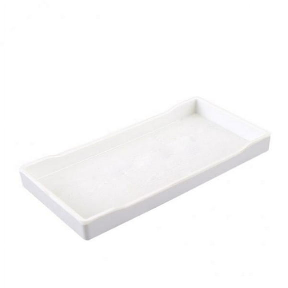 TISHITA 2xMelamine Hotel Serving Tray Dishes Cup Glass Cake Set White B 22.2x16.0cm 2 Pcs