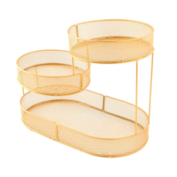 TISHITA 3 Tier Fruit Basket Cupcake Stand Countertop Metal Buffet Serving Tray Fruits Stand for Family Wedding Kitchen Event Birthday gold