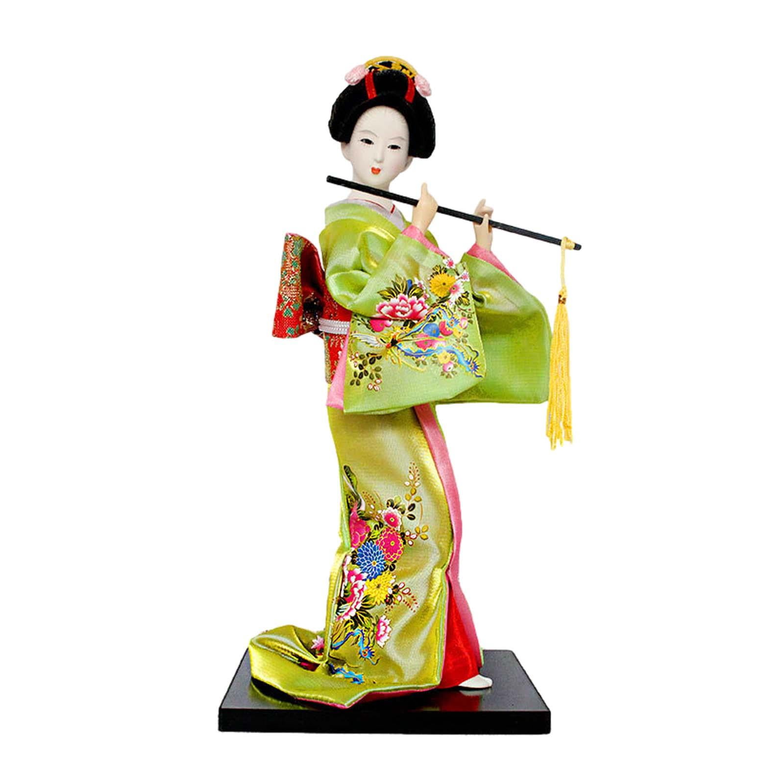 9-Inch Japanese Geisha Doll – Handmade Silk Brocade Oriental Decor Collectible