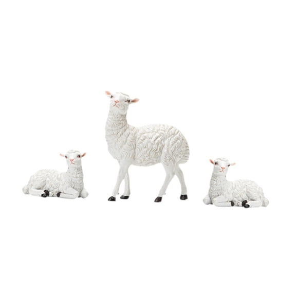 TISHITA 3Pcs Mini Sheep Statue White Lamb Sculpture Centerpiece Creative Desk Ornament Resin Animal Figurine for Farmhouse Shelf Desk